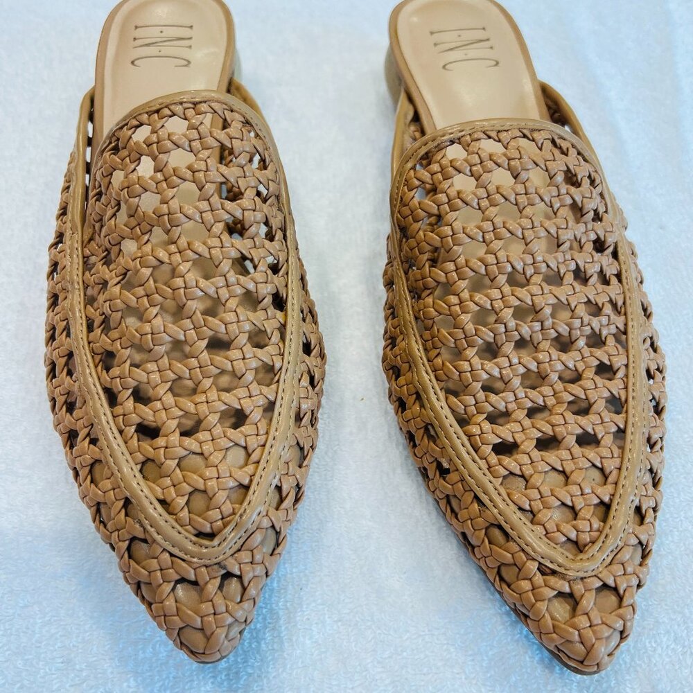 INC International Concepts Tan Woven Mules